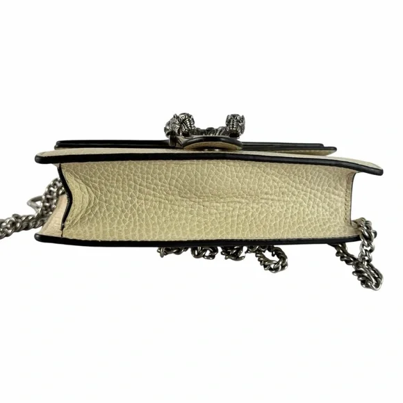 GUCCI Dionysus Super Mini Crystal Beige Leather Crossbody Bag Made in Italy - Picture 7 of 15